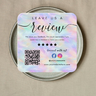 Iridescent Opal Stylish Qr Code Verlasse uns eine Quadratische Visitenkarte