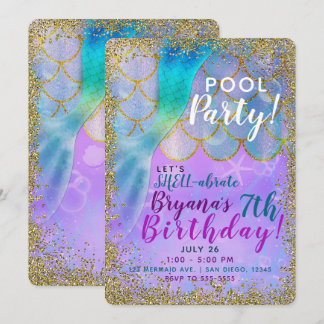 Iridescent Pearl Glitzer Mermaid Birthday Party Einladung