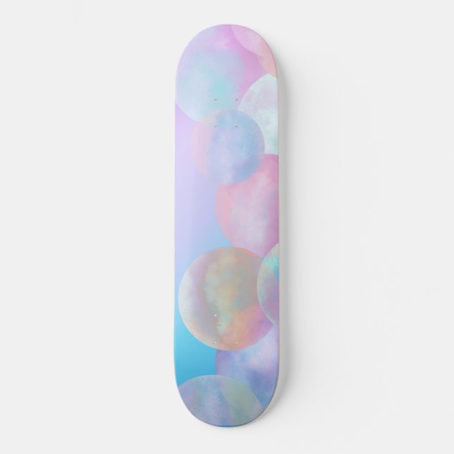 Iridescent Pearl Rainbow Bubbles Skateboard (Vorderseite)