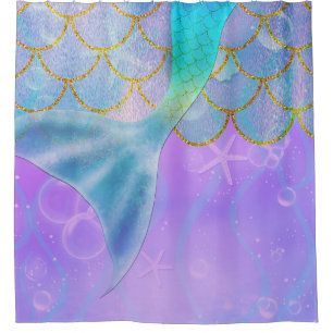 Iridescent Pearl Shimmer Sparkle Mermaid Schwanz Duschvorhang