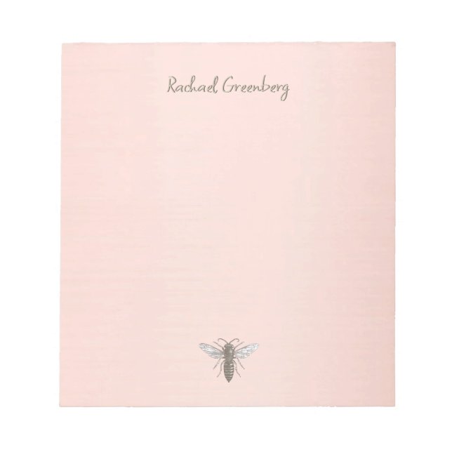 Iridescent Queen Bee Embossed Text auf Rose Gold Notizblock (Vorderseite)