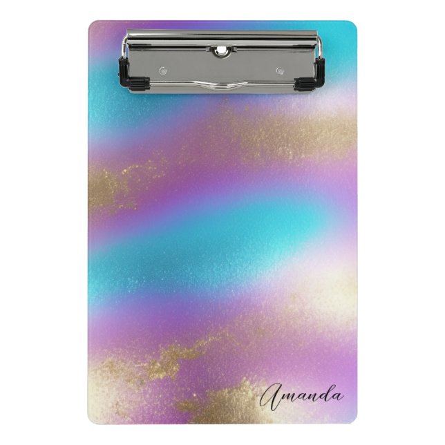 Iridescent Rainbow Glam Mini Klemmbrett (Vorderseite)