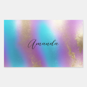 Iridescent Rainbow Glam Rechteckiger Aufkleber