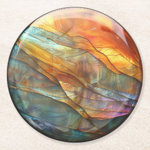 Iridescent Rock Layers Marmorgranit Runder Pappuntersetzer