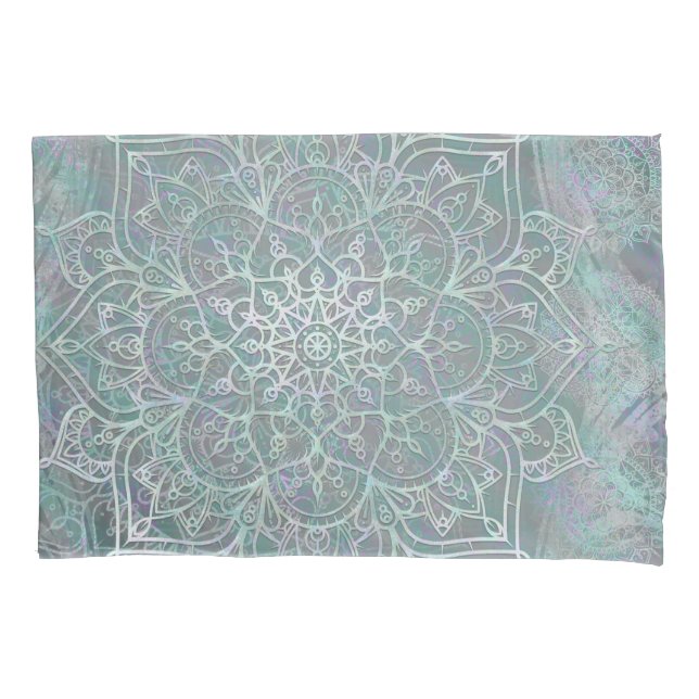 Iridescent Shimmer Mandala Boho Chic Kissenbezug (Vorderseite)