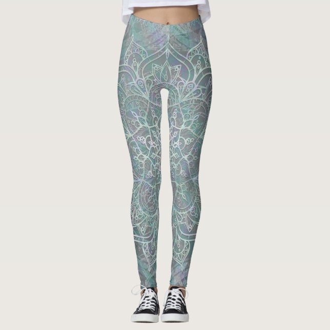 Iridescent Shimmer Mandala Boho Chic Leggings (Vorderseite)