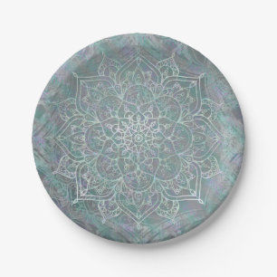 Iridescent Shimmer Mandala Boho Chic Pappteller