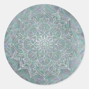 Iridescent Shimmer Mandala Boho Chic Runder Aufkleber