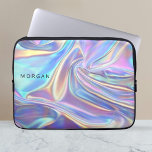 Iridescent Shiny Metallic Fabric, Name Laptopschutzhülle<br><div class="desc">Ein aquamariner,  goldener und lila,  glänzender metallischer Stoff mit schwarzem Namen.</div>