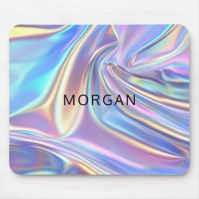 Iridescent Shiny Metallic Fabric, Name Mousepad (Vorne)