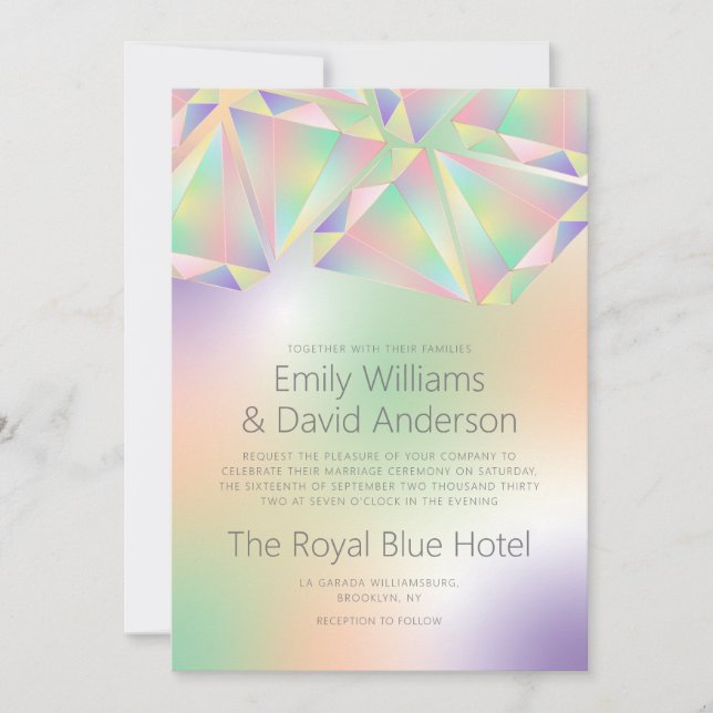 Iridescent Soft Pastel Gems Inspired Wedding  Einladung (Vorderseite)