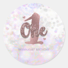 Iridescent Sparkle Ein 1. Geburtstag Gastgeschenk Runder Aufkleber