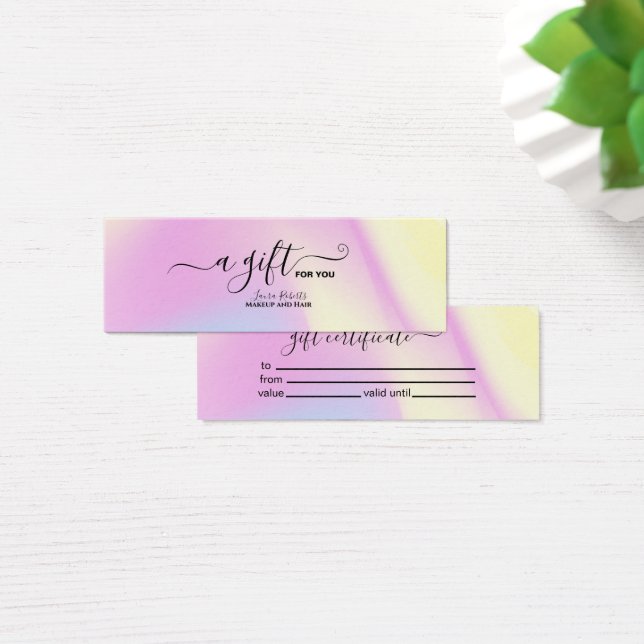 Iridescent Sparkle Holographic Gift Certificate (Schreibtisch)