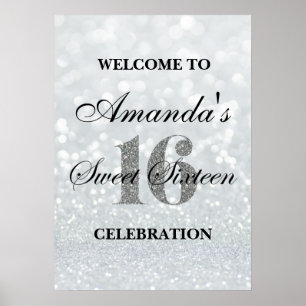 Iridescent Sweet 16 Glitzer Lights Willkommenspend Poster