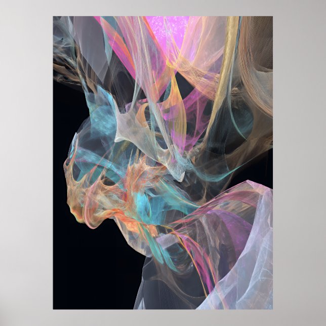 Iridescent Thread Vortex Teal Magenta Glow Poster (Vorne)