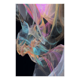 Iridescent Thread Vortex Teal Magenta Glow Poster