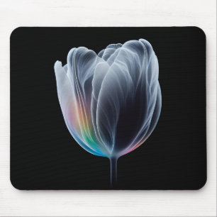 Iridescent Tulip auf schwarz Mousepad