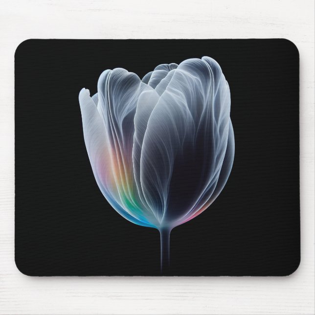 Iridescent Tulip auf schwarz Mousepad (Vorne)