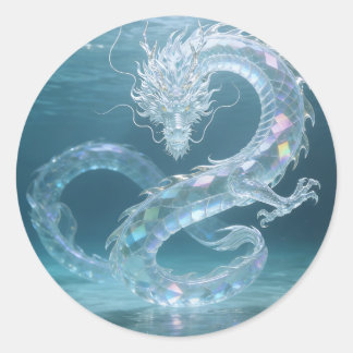 Iridescent Water Dragon Art Fantasy Dragon Design  Runder Aufkleber