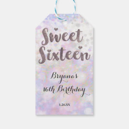 Iridescent White Sparkle Glam Sweet 16 Geburtstag Geschenkanhänger