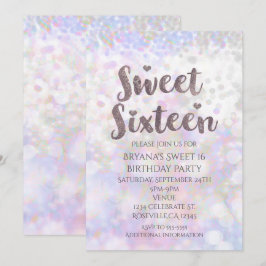 Iridescent White Sparkle Sweet 16 Party Einladunge Einladung
