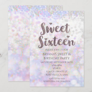 Iridescent White Sparkle Sweet 16 Party Einladunge Einladung