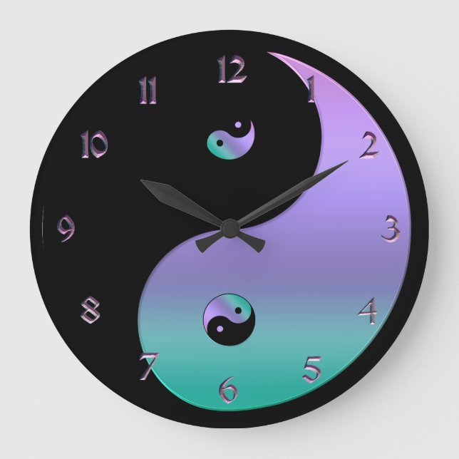 Iridescent Yin Yang Clock Große Wanduhr (Vorderseite)
