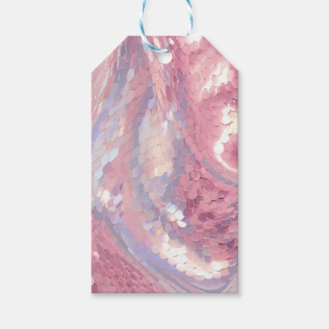 Iridesecent Pink and Purple Sequin Geschenkanhänger (Vorderseite)