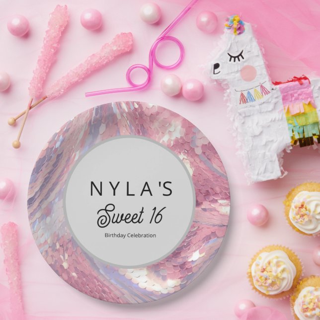 Iridesecent Pink and Purple Sequin Pappteller (Party)