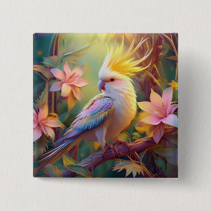 Iridesing Wing Cockatiel Fantasy Bird Button