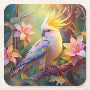 Iridesing Wing Cockatiel Fantasy Bird Rechteckiger Pappuntersetzer