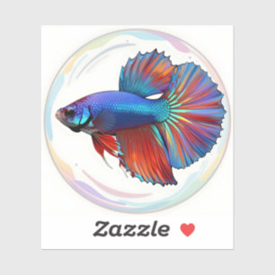 Irideszenter Strom – Betta-Fisch Kunst Quadratisch Aufkleber