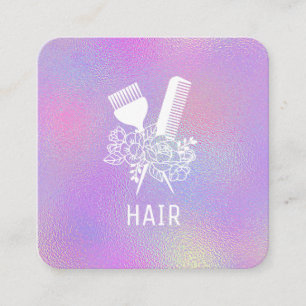 *~* Irideszierende Foil Rainbow Comb Blume Pinsel Quadratische Visitenkarte