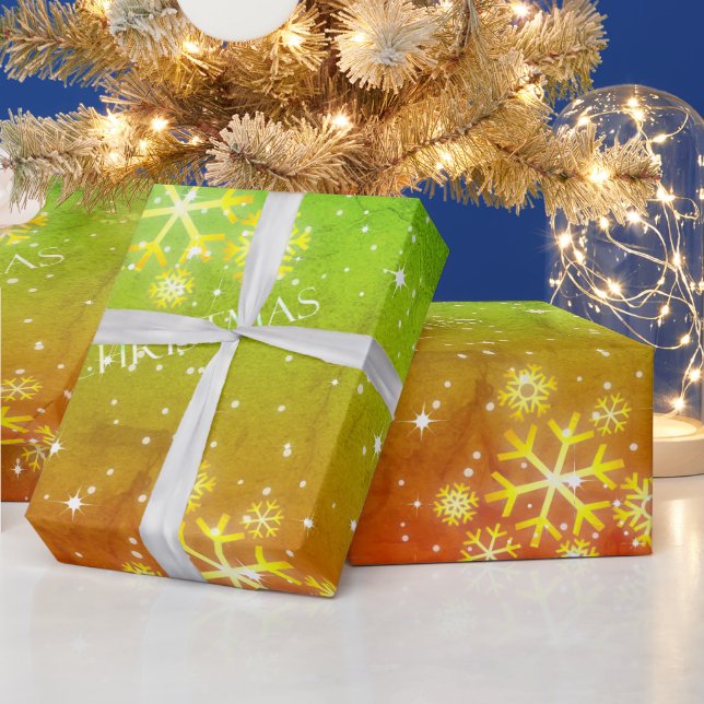 Irie Gradient Grunge mit Schneeflocken zu Weihnach Geschenkpapier (Feiertage)