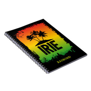 IRIE Tropische Palmen und Sunset Rasta Flag Farben Notizblock