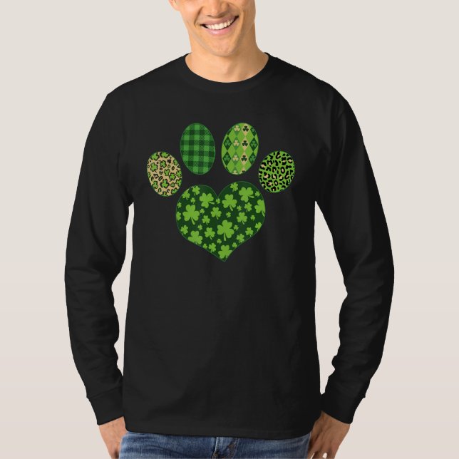 Iriish Cute Dog Paw C St Patrick's Day Lucky Shamr T-Shirt (Vorderseite)