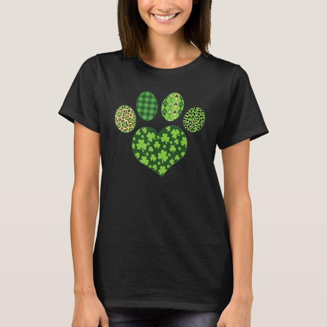 Iriish Cute Dog Paw C St Patrick's Day Lucky Shamr T-Shirt (Vorderseite)