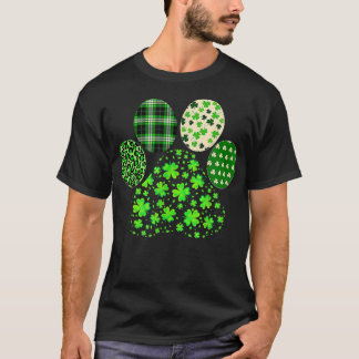Iriish Niedlich Dog Paw Clovers St Patrick's Day L T-Shirt