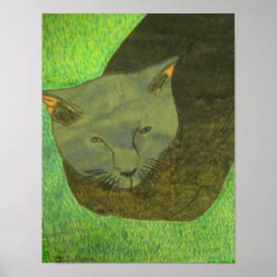 Irina Die Katze auf dem Gras von Julia Hanna Poster