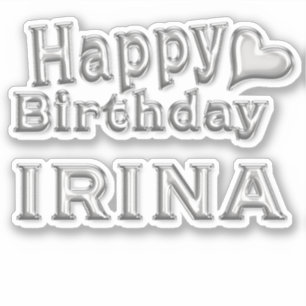 Irina Happy Birthday silver Aufkleber Sticker