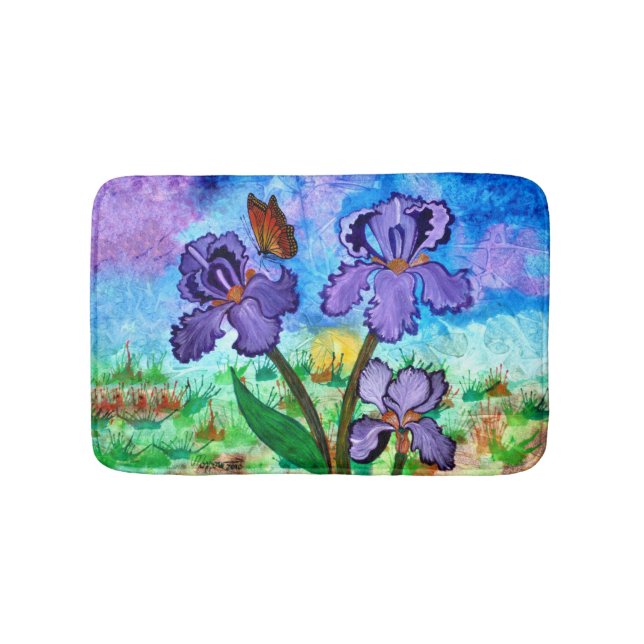 Iris an der Sonnenaufgang-Badematte Badematte (Vorderseite)