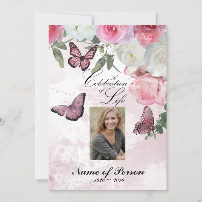 Iris and Hummingbird Celebration of Life Funeral I Einladung (Vorderseite)