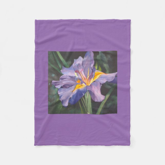 Iris-Aquarell Fleecedecke (Vorderseite)