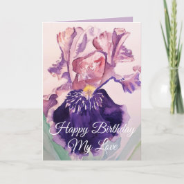 Iris Aquarell Lila Garden Liebe Geburtstag Karte