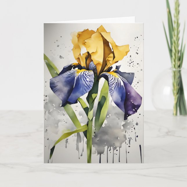Iris - Aquarellblumen Karte (Vorderseite)