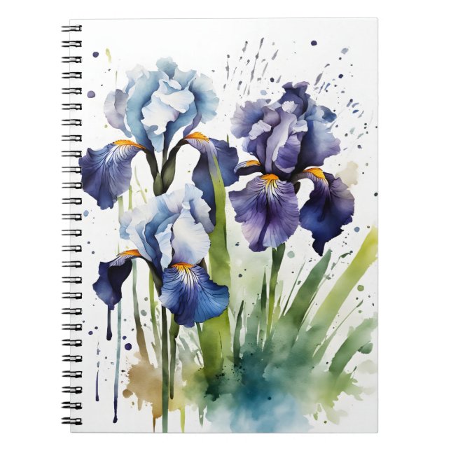 Iris - Aquarellblumen Notizblock (Vorderseite)