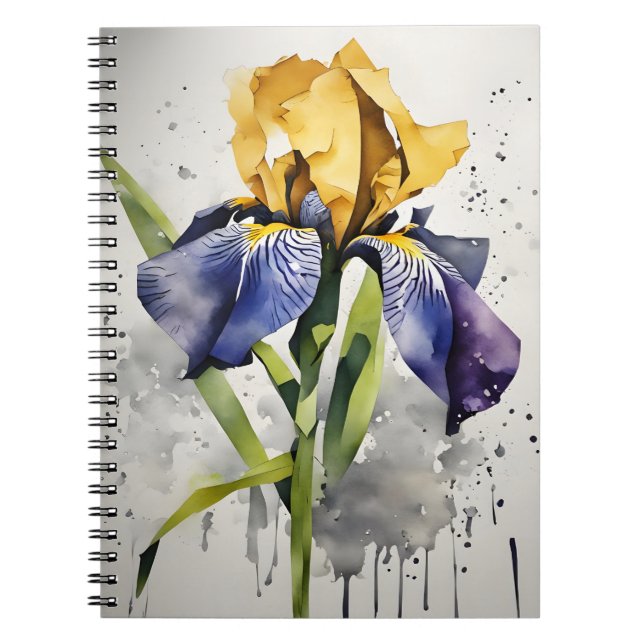 Iris - Aquarellblumen Notizblock (Vorderseite)