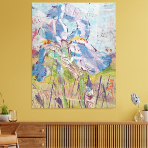 Iris auf Collage-Malerei / Künstler Larry Lerew Leinwanddruck