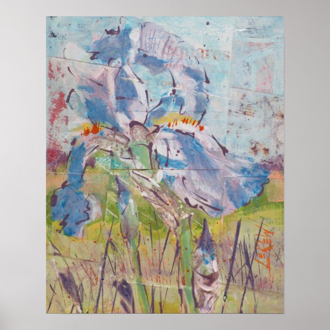 Iris auf Collage-Malerei / Künstler Larry Lerew Poster (Vorne)