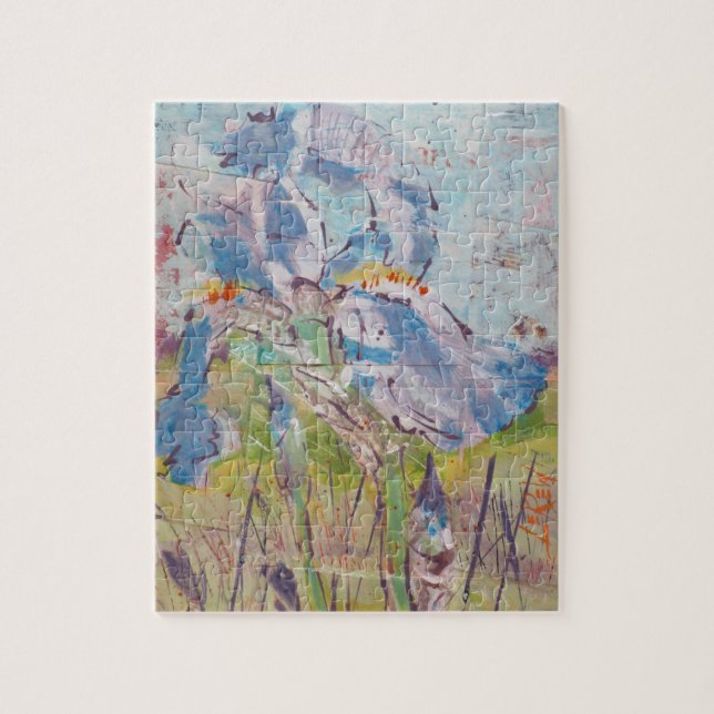 Iris auf Collage-Malerei / Künstler Larry Lerew Puzzle (Vertikal)